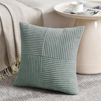 Fancy Homi 2 Packs Grey Blue Decorative Throw Pillow Covers 22x22 Inch for Couch Bed Sofa, Rustic Farmhouse Boho Home Decor, Soft Corss Corduroy Patchwork Accent Square Cushion Case 55x55 cm