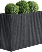 SUNNYPARK Tall Rectangular Planter with Removable Liner, All-Weather PE Rattan Large Modern Planters Indoor Outdoor Flower Plant Pots Garden Box Patio Yard Front Porch Deck