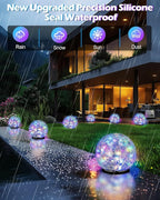 Garden Solar Ball Lights Outdoor Waterproof, 50 LED Cracked Glass Globe Solar Power Ground Lights for Path Yard Patio Lawn, Outdoor Decoration Landscape Colorful(2 Pack 4.7'')