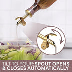 COOK WITH COLOR Glass Olive Oil Bottle Dispenser - 2 Pack- 17oz Oil and Vinegar Cruet - Olive Oil Carafe Decanter for Kitchen
