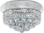 Crystal Flush Mount Chandelier Ceiling Light Fixture for Living Room Dining Room Bedroom Foyer Entryway Hallway Closet Bathroom (Chrome, 9" H x14 D)