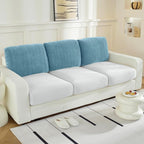 Large Backrest Cushion Covers Super Stretch Backrest Covers for 3 Cushion Couch Sofa, Couch Back Cushion Covers Featuring with Chenille Yarn (Softer Version, 3PC, Blue)