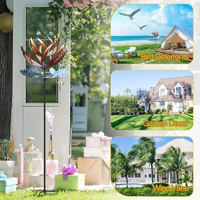 LimeHill Wind Spinner for Yard and Garden - Large Metal Kinetic Wind Sculptures for Outdoor Decorations (24 X 84 Inches)