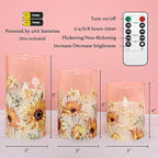 MELTONE Autumn Sunflower Flameless Candles Remote Real Wax Flickering Battery Operated Glass Candles - Home Party Bedroom Birthday Christmas Summer Fall Decorations