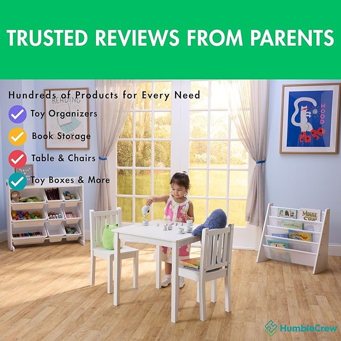 Humble Crew 9-Bin Toy Organizer – Cambridge White Plastic Bins, 3-Tier Storage Solution for Kids' Playrooms and Nurseries