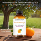 Majestic Pure Brazilian Orange Essential Oil with Glass Dropper - Huge 4 Fl Oz - 100% Pure and Natural Br Orange Oil - Premium Grade Essential Oils for Diffuser, Aromatherapy, Soap and Candle Making