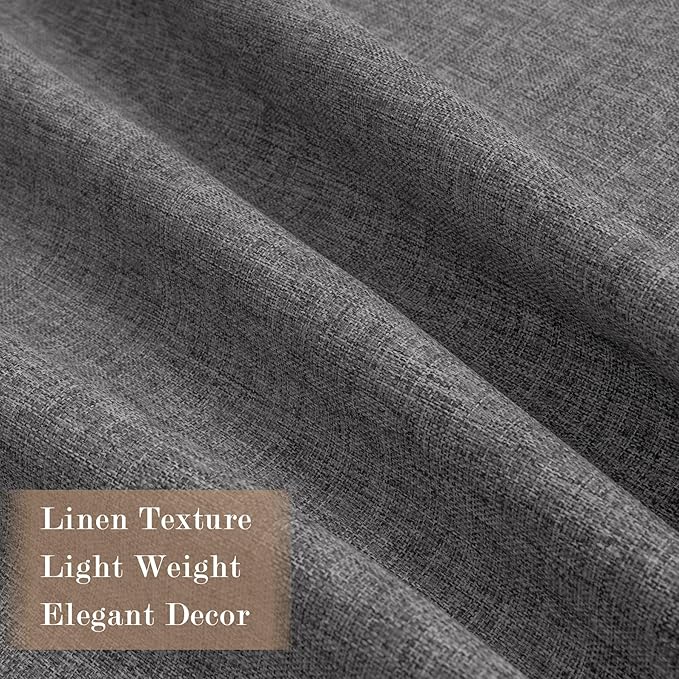 100% Blackout Linen Textured Drapes for Bedroom Pinch Pleated Curtains for Track System Portable Drapery for Sliding Glass Door/Storage/Space Room Divider, 70" Wx102 L, 1 PC, Natural Grey