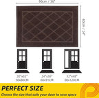 JSEI Dirt Trapper Door Mat 24"x36", Non-Slip Washable Entryway Mats, Dog Door Mat, Stain Resistant and Absorbent Floor Mats, Low Profile Welcome Mat for Front Back Door, Brown