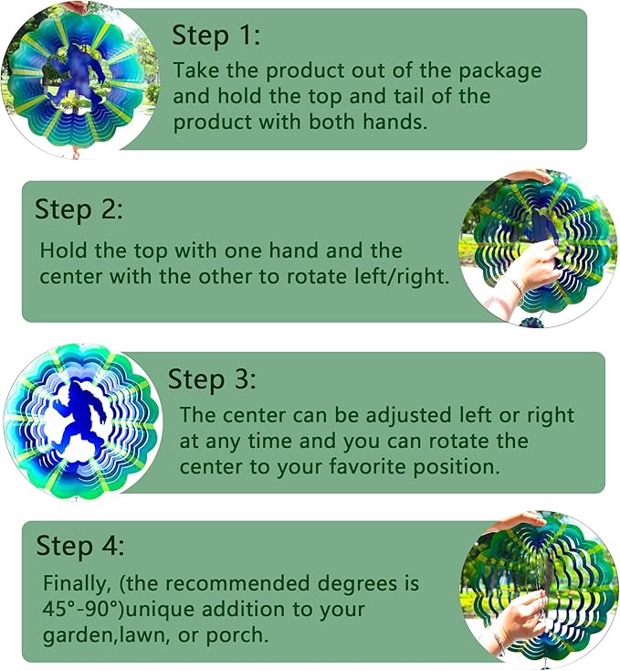 Bigfoot Gifts Sasquatch Yard Decor, for Dad Husband,12 inch Bigfoot 3D Hanging Wind Spinners Outdoor