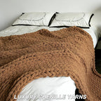 Chunky Knit Blanket - Luxury Soft Cozy 40 * 50 Throw Blanket,100% Woven Blanket Rope Knot Throw Blanket for Couch, Sofa, Home Decor, Gift - Machine Washable（Brown）