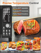 Nuwave Bravo Pro Smart Air Fryer Toaster Oven Combo, Airfryer Convection Oven Countertop, 12-in-1 Functions with Quicker & Even Crisp Technology, 1800W, 50-450°F, PFAS-Free, 21QT, Black