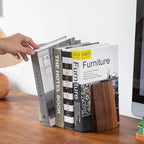 Muso Wood Thickened Wooden Bookends for Heavy Books, Creative Decorative Non-Skid Handmade Walnut Wood Ends for Shelves