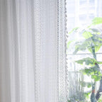 Sutuo Home Boho Sheer Curtain 108 Inches Long, Crochet Lace with Bohemian Hollow Knitted Handmade Tassels,Vintage Farmhouse Window Treatment for Bedroom, Rod Pocket, 1 Panel 59" W x 108" L, White
