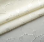 MIUCO Floral Embroidered Semi Sheer Curtains Faux Linen Grommet Curtains for Girls Room 52 x 84 Inch Set of 2, Off White