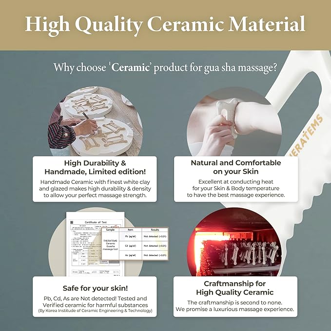 Natural Ceramic gua sha Massage Tool, face and Body guasha, Lymphatic Drainage Trigger, guasha Board, face Lift, Muscle Relief Massage Board
