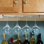 TrueCraftware- 16-Inch Wine Glass Rack Chrome Finish Set of 2- Stemware Rack Wire Hanging Rack Under Cabinet Wine Glass Stemware Holder Glass Storage Hanger Organizer for Kitchen and Bar
