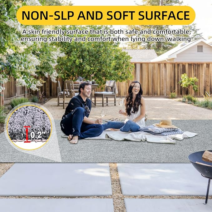 Marine Carpet,5 FT x 10 FT Smoke Gray Indoor Outdoor Carpet 0.2" Thick Boat Carpet with Water-Proof TPE Backing, Non-Slide Outdoor Marine Carpet Roll for Home, Patio, Porch, Deck