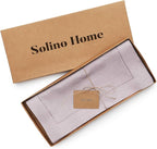 Solino Home Linen Lilac Table Runner 132 Inches Long - 100% Pure Linen Extra Long Table Runner 14 x 132 Inch - Classic Hemstitch
