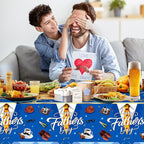 2 Pack Fathers Day Tablecloth - Happy Father's Day Table Cloth, Plastic Disposable Rectangle Blue Father Day Table Cover for Fathers Day Decorations Party Decor Supplies Favors,108 x 54 Inch