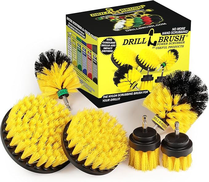 Drill Brush Attachments for Cleaning Shower, Bathroom, Grout, Tile, Bathtub, Bath Mat, Sink, Tile, Porcelain, Fiberglass, Cast Iron, Flooring – Grout Cleaner Drill Brush Set - Bathroom Accessories Kit