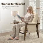 Modern Accent Chair for Living Room Mid Century Arm Chair Upholstered Bedroom Chair Comfy Lounge Chair with Solid Wood Frame, Beige