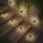 2 Pack Solar Fence Lights Metal Solar Powered Outdoor Deck Step Wall Lights Mandala Theme Waterproof Fence Light for Garden Post Patio Backyard Yard Decor (2 Pack)