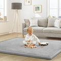 Baby Play Mat for Floor Tummy Time Mat Nursery Rug Muscle Mat Area Rug Playroom Rug Tatami Mat 79"x118" Memory Foam 1.3" Thick Crawling Mat for Babies,Toddlers, Infants, Kids(Light Gray)