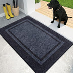 PURRUGS Dirt Trapping Door Mat 20" x 32", Non-Slip/Skid Machine Washable Entryway Rug, Shoes Scraper, Area Rug, Super Absorbent Welcome Mat for Muddy Wet Shoes and Paws, Bluish Grey & Charcoal
