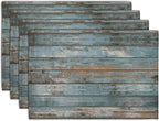Rustic Wooden Board Print Placemats Set of 4 Vintage Wood Grain Texture Farmhouse Place Mats Washable Heat Resistant Non-Slip Linen Table Mats for Party Kitchen Dining Outdoor Indoor Decor