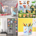 Window Clings Stickers for Kids Window Gel Clings Decals Thick Gel Clings Toddlers and Adults Classroom Home Nursery Airplane Birthday Party Supplies (Jungle Animals + Sea Animals)