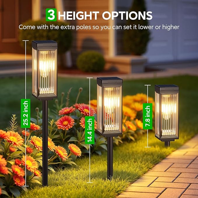 Solar Pathway Lights Outdoor, 8 Pack Upgraded Solar Lights Outdoor Waterproof, Bright Up to 15 Hrs Auto On/Off Garden Light for Yard Patio Lawn Path Walkway Driveway Outside Decor