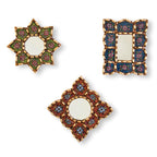Small Decorative Wall Mirror set of 3 - Accent mirrors of 6in for wall decor, Peruvian Mirrors Vanity with bronze leaf