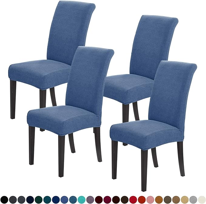 Joccun Chair Covers for Dining Room Set of 4, Dining Chair Slipcovers Stretch Dining Room Chair Covers Seat Protector,Washable Parsons Chair Cover for Home,Banquet(Riverside,4 Pack)