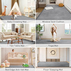 Baby Play Mat for Floor Tummy Time Mat Nursery Muscle Area Rug Playroom Rug Tatami 79"x138" Memory Foam 1.3" Thick Crawling For Babies,Toddlers, Infants, Kids,Floor(Grey)