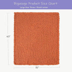 Bigacogo Chunky Knit Throw Blanket for Couch, 51x63 inches, 100% Hand Knitted with Thick Jumbo Chenille Yarn, Cozy Soft Large Rope Knot Cable Crochet Blankets for Sofa Bed Living Room, Terracotta