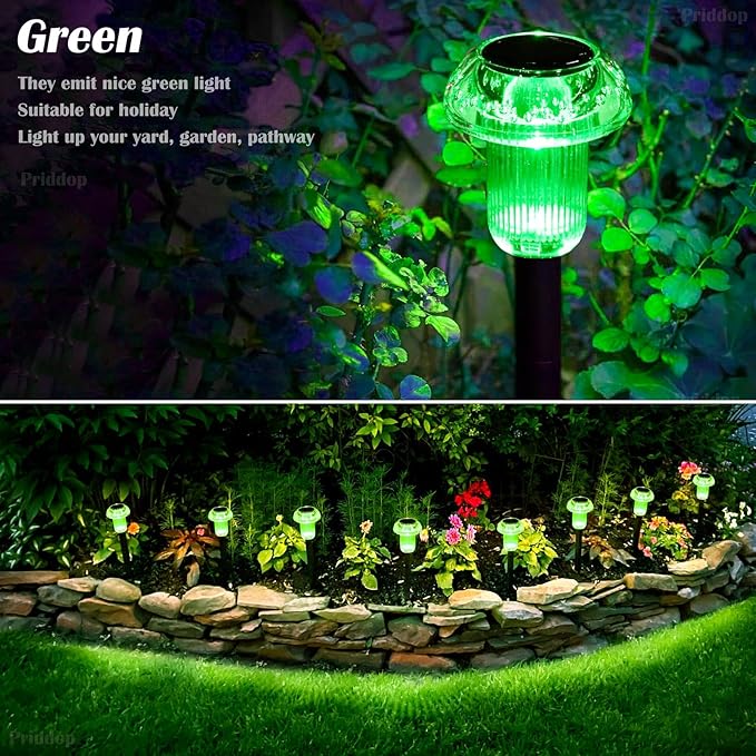 Halloween Solar Lights Outdoor 8 Pack Green LED Waterproof Mushroom Outside Lights for Yard Garden Patio Pathway Walkway Landscape Halloween Decorations