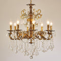 Vintage 8 Arms Crystal Chandelier Candle Light Fixture for Dining Room Living Room Bedroom Hallway Entryway Antique Gold Finish (27"-8 Lights)