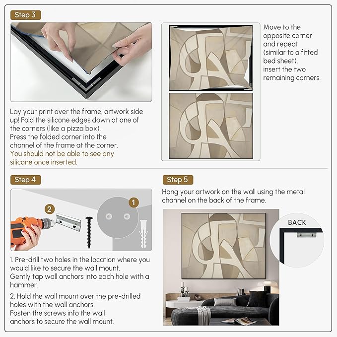 SIGNWIN 36"x46" Extra Large Framed Wall Art Neutral Abstract Geometric in Mid-Century Style, Retro-Inspired Design for Home Living Room Bedroom Decor (Frame Assembly Required)