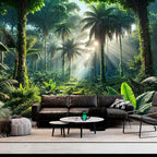 BSFHH Nature Tapestry Forest Tree Sea Cave Wall Hanging, Stream Through Rainforest Landscape Wall Art Tapestry for Bedroom Living room (Rainforest, 90"×70", Unframed)