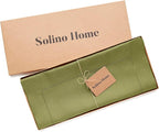 Solino Home Linen Avocado Green Table Runner 72 Inches Long - 100% Pure Linen Hemstitch Table Runner 14 x 72 Inch for Dresser, Dining, Fall, Autumn, Halloween, Thanksgiving - Classic Hemstitch