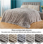 GONAAP Fuzzy Faux Fur Throw Blanket Queen Size Frosty Grey Super Soft Cozy Plush Fuzzy Shaggy Blanket for Couch Sofa Bed (Frosty Grey, Queen(90"x90"))