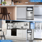 Ice Machine Commercial Ice Maker Machine, 150 Lbs /24H, 30 lbs Bin, Under Counter Built-in or Freestanding, Stainless Steel Household Use, Restaurant Bar Kitchen Cafe