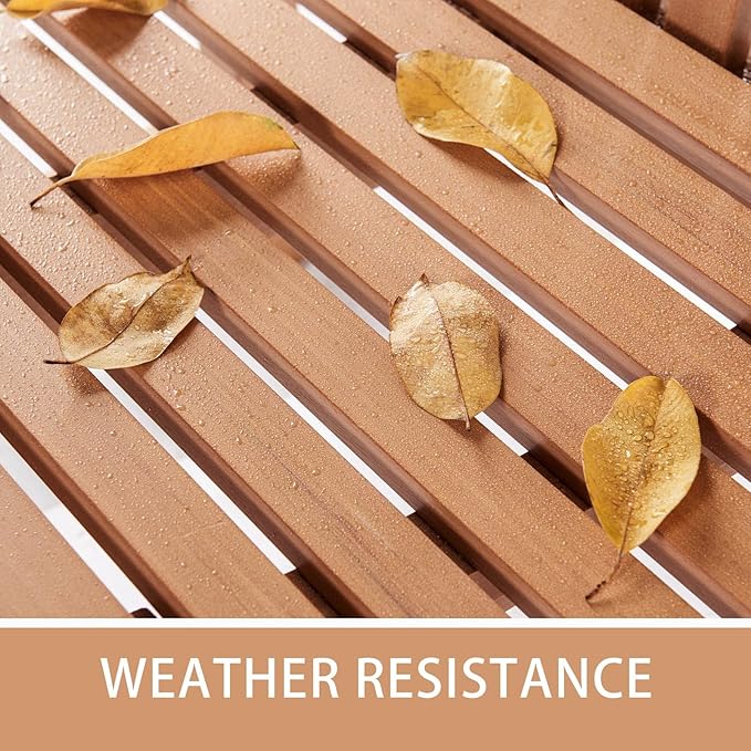 Psilvam 2-Person Poly Lumber Outdoor Bench with 700 Lbs Weight Capacity – Weatherproof Garden Seating for, Balcony Porch & Park, All-Weather Fade-Resistant Patio Furniture (Teak Color)