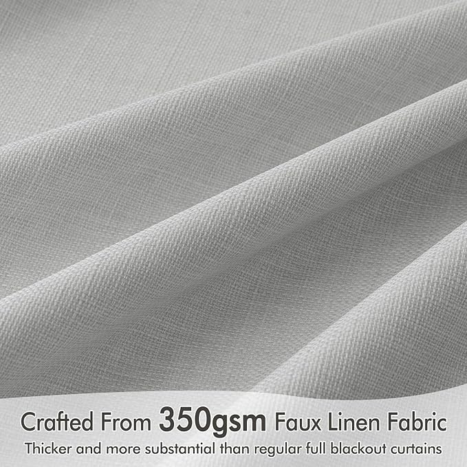 MIULEE 100% Blackout Curtains 120 Inch Long 2 Panels for Bedroom, Thick Luxury Faux Linen Black Out Curtain Room Darkening Back Tab Pleat Window Textured Drapes with Hooks for Living Room, Gery