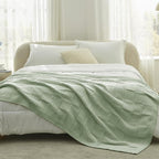 Amélie Home Chenille Knit Throw Blanket for Couch, Checkered Texture Decorative Soft Blanket for Sofa, Bed & Living Room, 60"x80", Sage Green