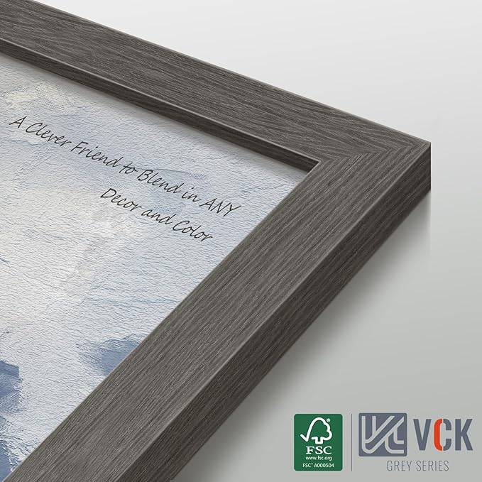 VCK 20x28 Picture Frame 3 Pack, Gray Solid Wood Poster Picture Frame, Exclusive Wood Grain, Wall Mounting Hanging