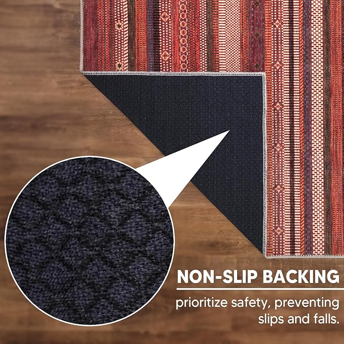 Keen Home Design 5x7 Rug - Machine Washable Area Rug with Non-Slip Backing, Ideal for Living Room, Dining Room, Bedroom - Vintage, Easy Clean, Durable, Low Pile Rug - (5' x 7')