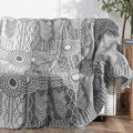 jinchan Boho 100% Cotton Muslin Blanket 3-Layer Queen Size 80x90 Inches Geometric Grey Lightweight Reversible Soft Cozy Comfy Throw for Couch Sofa Bed Large Coverlet Quilt Blanket Bedroom All Seasons