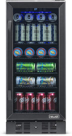 Newair 24" Wine and Beverage Refrigerator 20 Bottle and 70 Can Capacity, Built-in or Freestanding Cooler, Dual Zone Fridge in Stainless Steel with Splitshelf