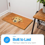 PLUS Haven Coco Coir Door Mat with Heavy Duty Backing, Natural Welcome Bull Dog Doormat, 17.5”x 30” for Entrance, Front Porch, Easy to Clean Entry Mat, Outdoor and Indoor Uses